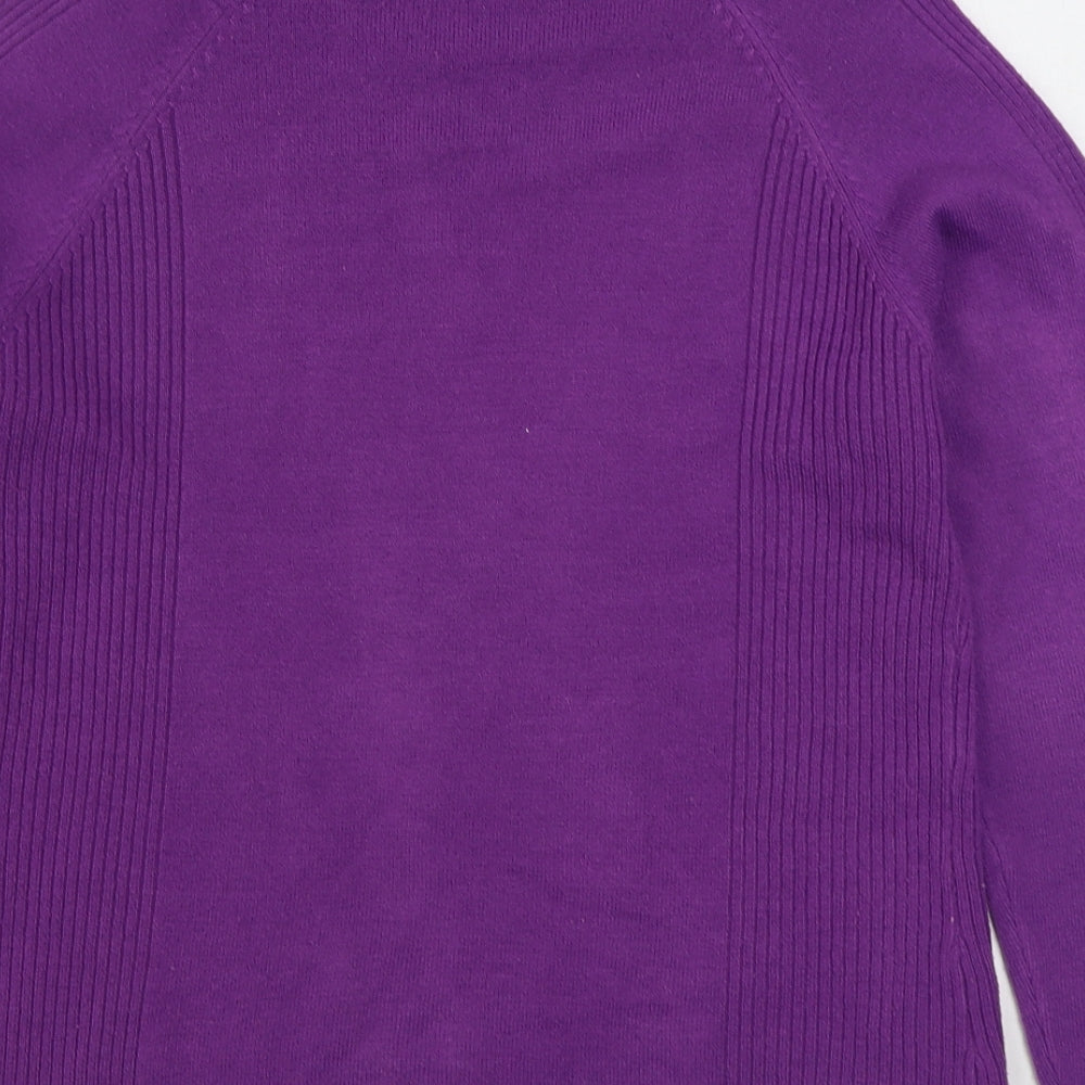 Womens UK Size M Text Purple Pullover Jumper
