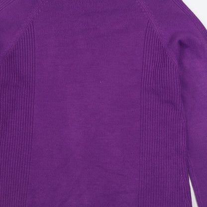 Womens UK Size M Text Purple Pullover Jumper