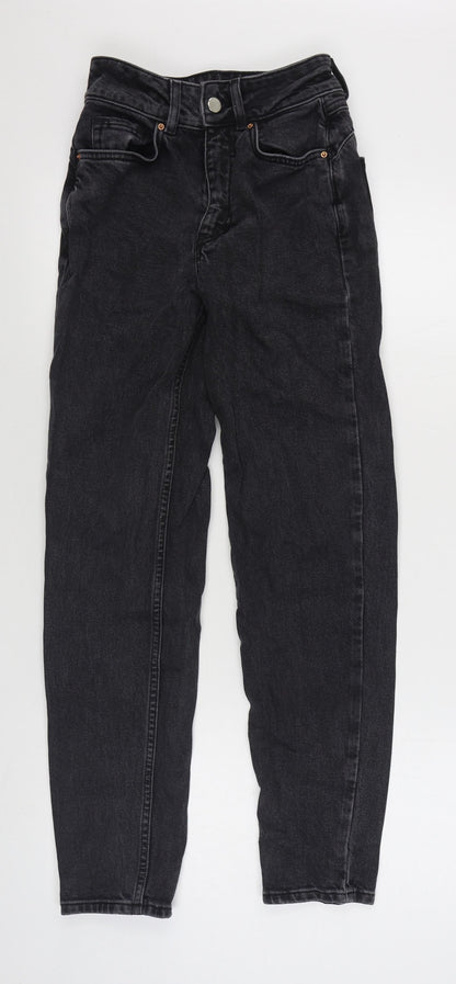 Denim & Co. Womens Black  Cotton Straight Jeans Size 4 L29 in Regular Zip