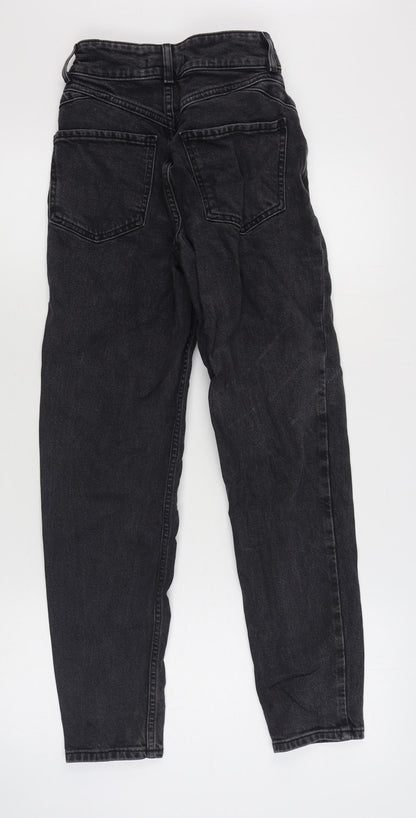 Denim & Co. Womens Black  Cotton Straight Jeans Size 4 L29 in Regular Zip