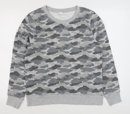 Amazon Essentials  Mens Grey Camouflage Cotton Pullover Sweatshirt Size M