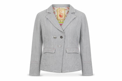 Rive Island Womens Blue Striped  Jacket Blazer Size 12  Button