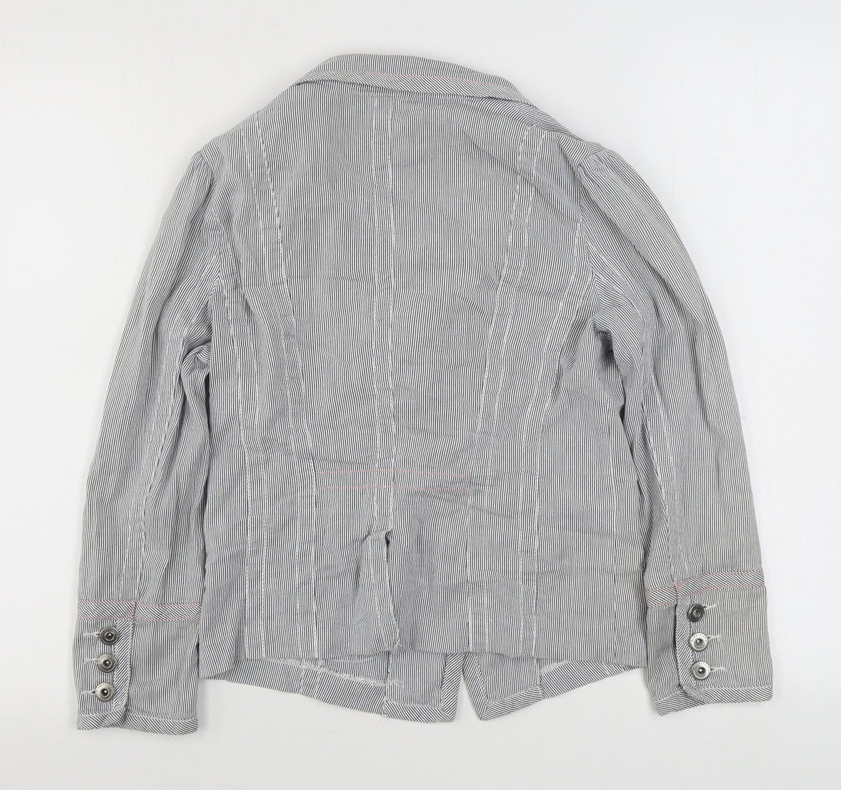 Rive Island Womens Blue Striped  Jacket Blazer Size 12  Button