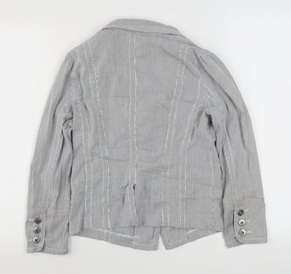 Rive Island Womens Blue Striped  Jacket Blazer Size 12  Button