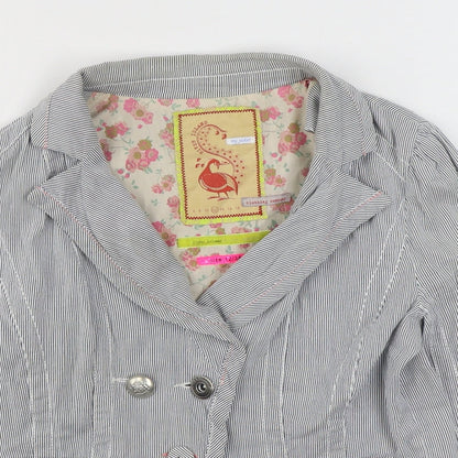 Rive Island Womens Blue Striped  Jacket Blazer Size 12  Button