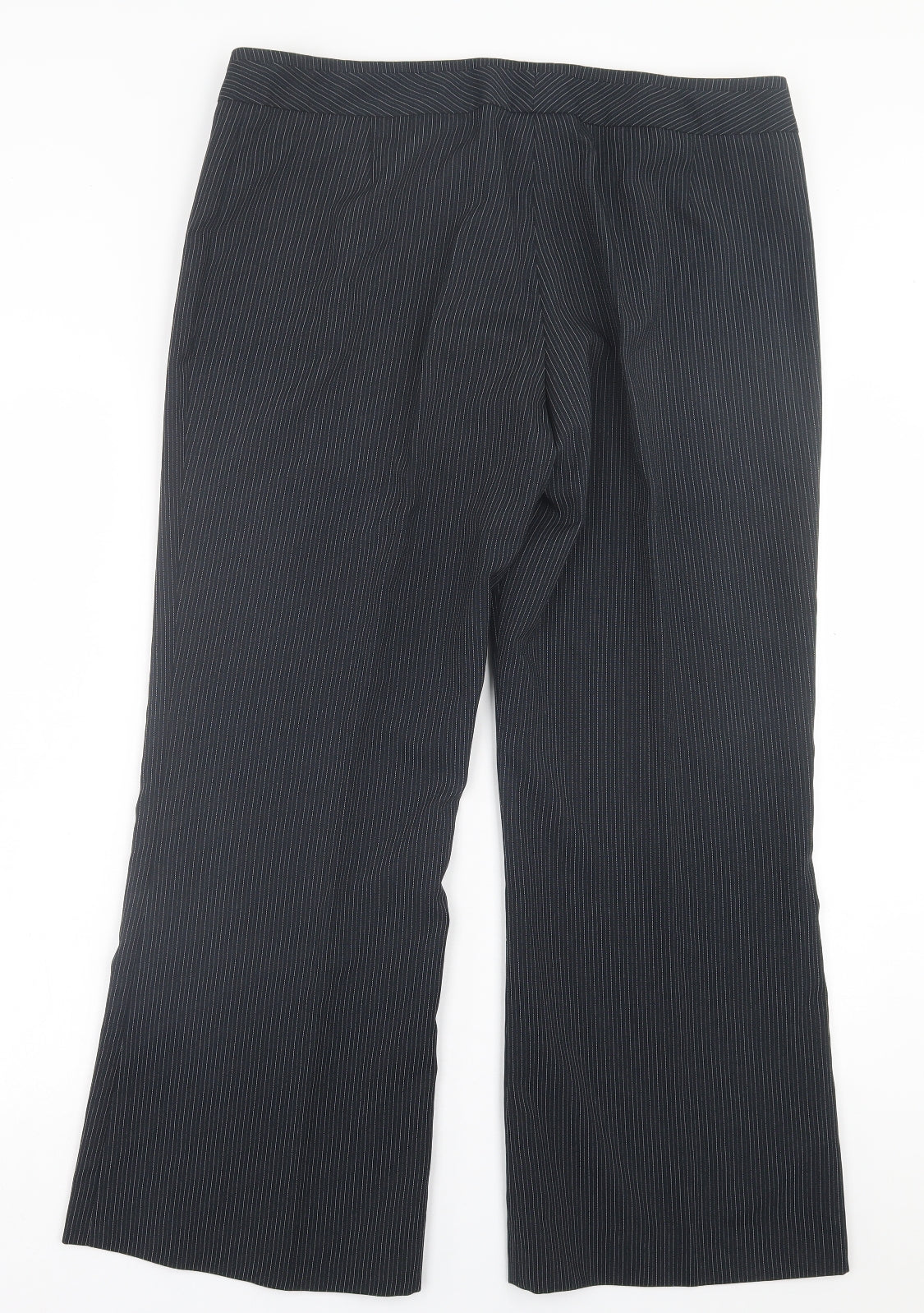Florence + Fred Womens Black Striped Polyester Trousers  Size 16 L28 in Regular Hook & Eye