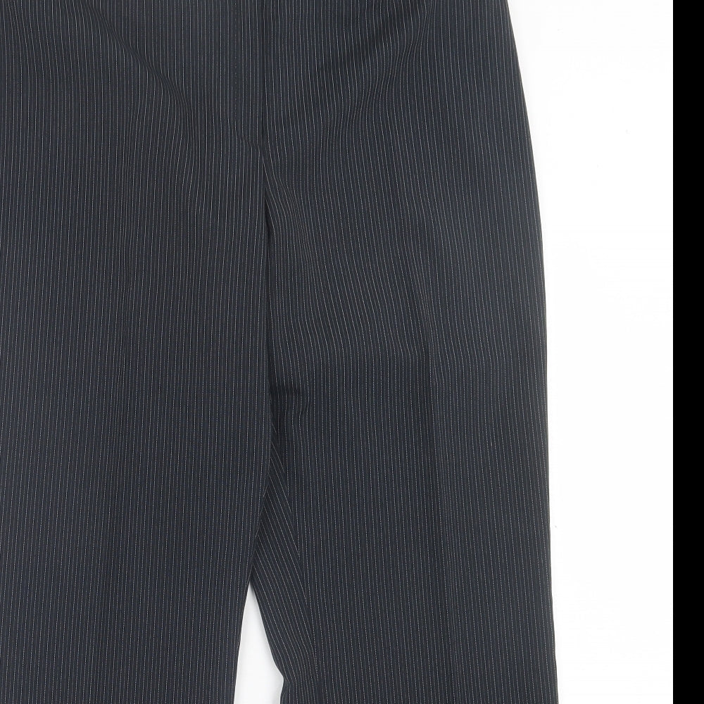 Florence + Fred Womens Black Striped Polyester Trousers  Size 16 L28 in Regular Hook & Eye