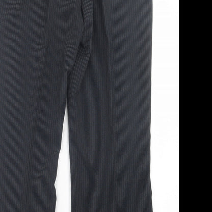 Florence + Fred Womens Black Striped Polyester Trousers  Size 16 L28 in Regular Hook & Eye