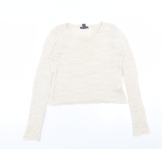Gap Womens Beige Crew Neck  Cotton Pullover Jumper Size XS