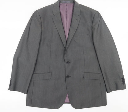 Aspen & Court Mens Grey  Polyester Jacket Suit Jacket Size 40