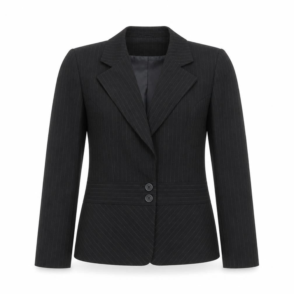 AMARANTO Womens Black Striped  Jacket Blazer Size 12  Button