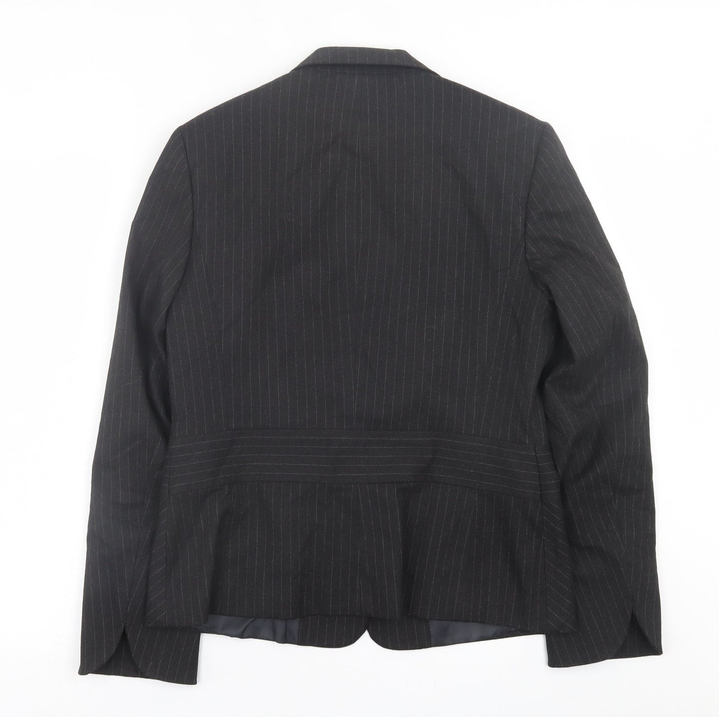 AMARANTO Womens Black Striped  Jacket Blazer Size 12  Button