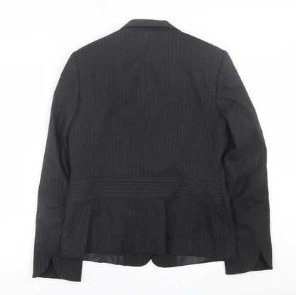 AMARANTO Womens Black Striped  Jacket Blazer Size 12  Button