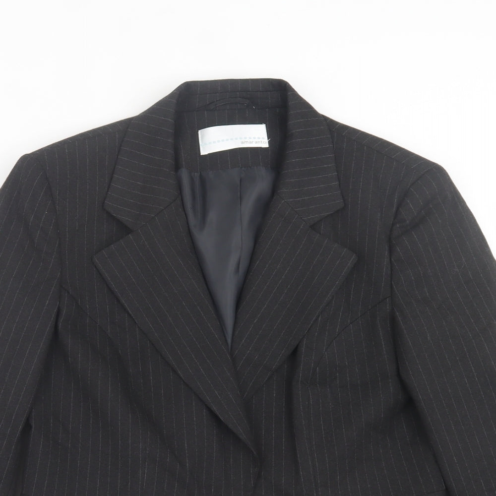 AMARANTO Womens Black Striped  Jacket Blazer Size 12  Button