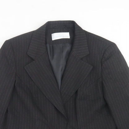 AMARANTO Womens Black Striped  Jacket Blazer Size 12  Button