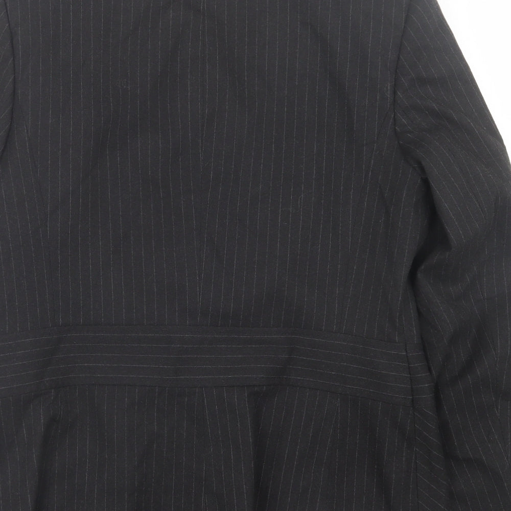 AMARANTO Womens Black Striped  Jacket Blazer Size 12  Button