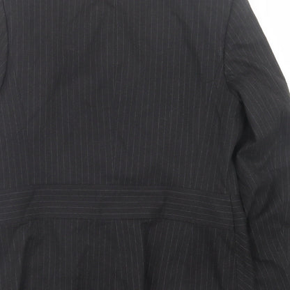 AMARANTO Womens Black Striped  Jacket Blazer Size 12  Button