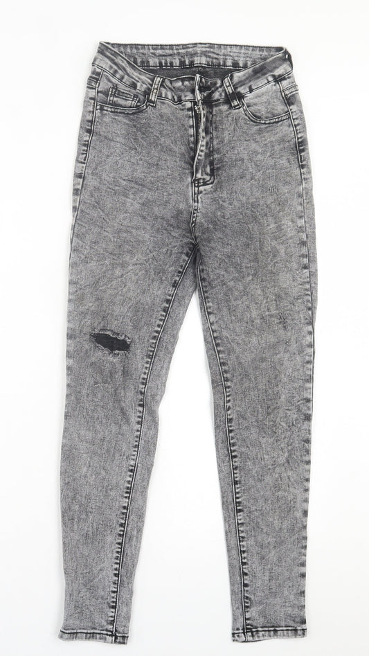 SheIn Womens Black  Cotton Skinny Jeans Size XS L26 in Regular Button