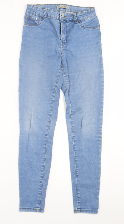 Denim & Co. Womens Blue  Cotton Skinny Jeans Size 10 L28 in Regular Button