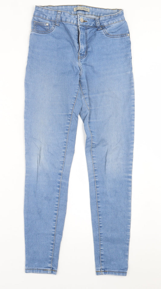 Denim & Co. Womens Blue  Cotton Skinny Jeans Size 10 L28 in Regular Button