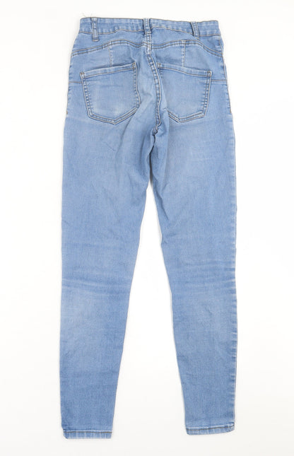 Denim & Co. Womens Blue  Cotton Skinny Jeans Size 10 L28 in Regular Button