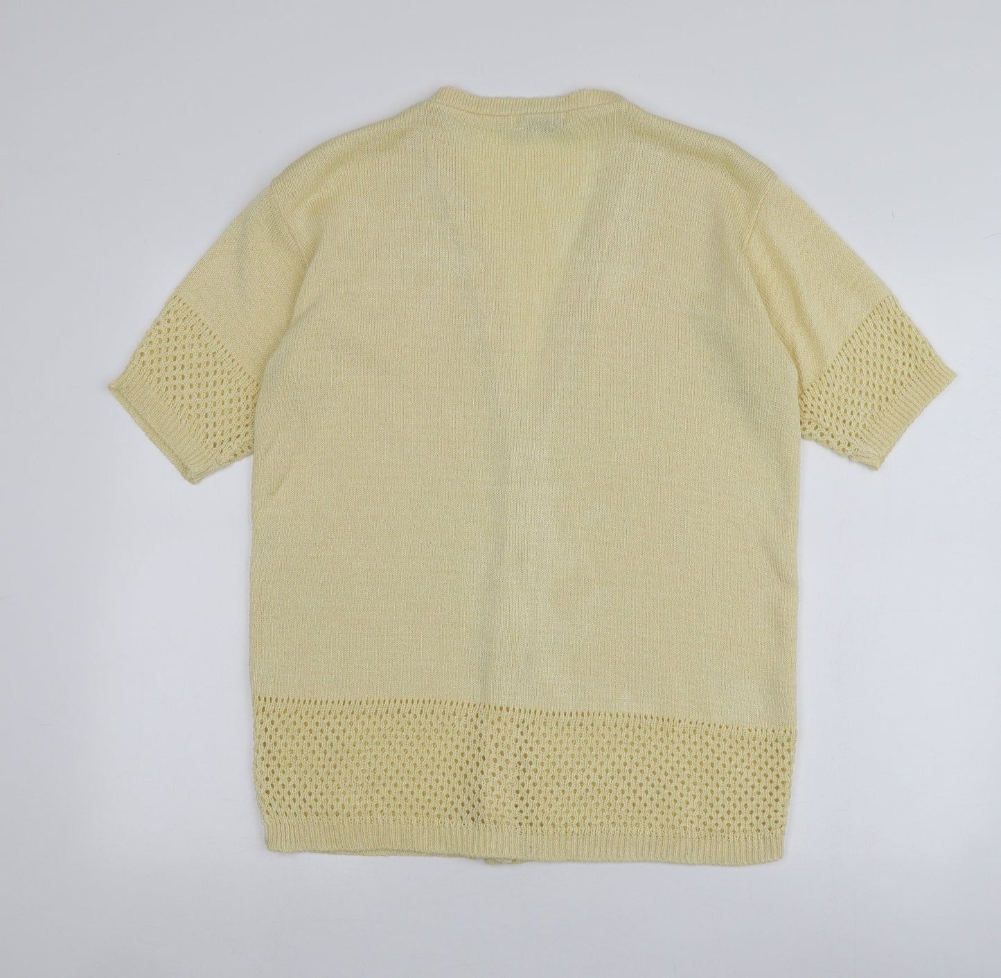 Cignal Womens Yellow V-Neck  Acrylic Cardigan Jumper One Size