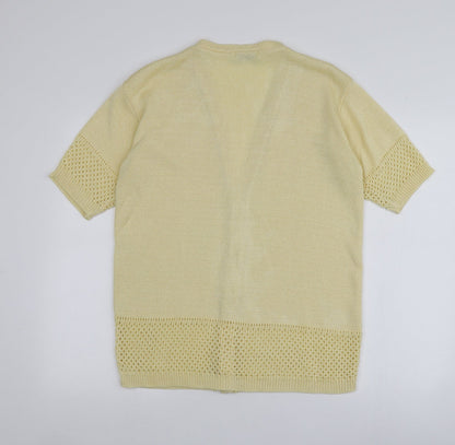 Cignal Womens Yellow V-Neck  Acrylic Cardigan Jumper One Size