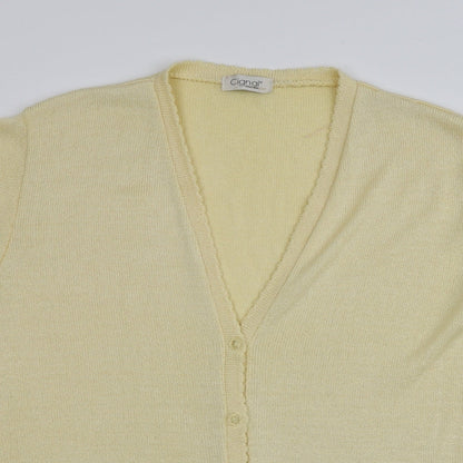 Cignal Womens Yellow V-Neck  Acrylic Cardigan Jumper One Size