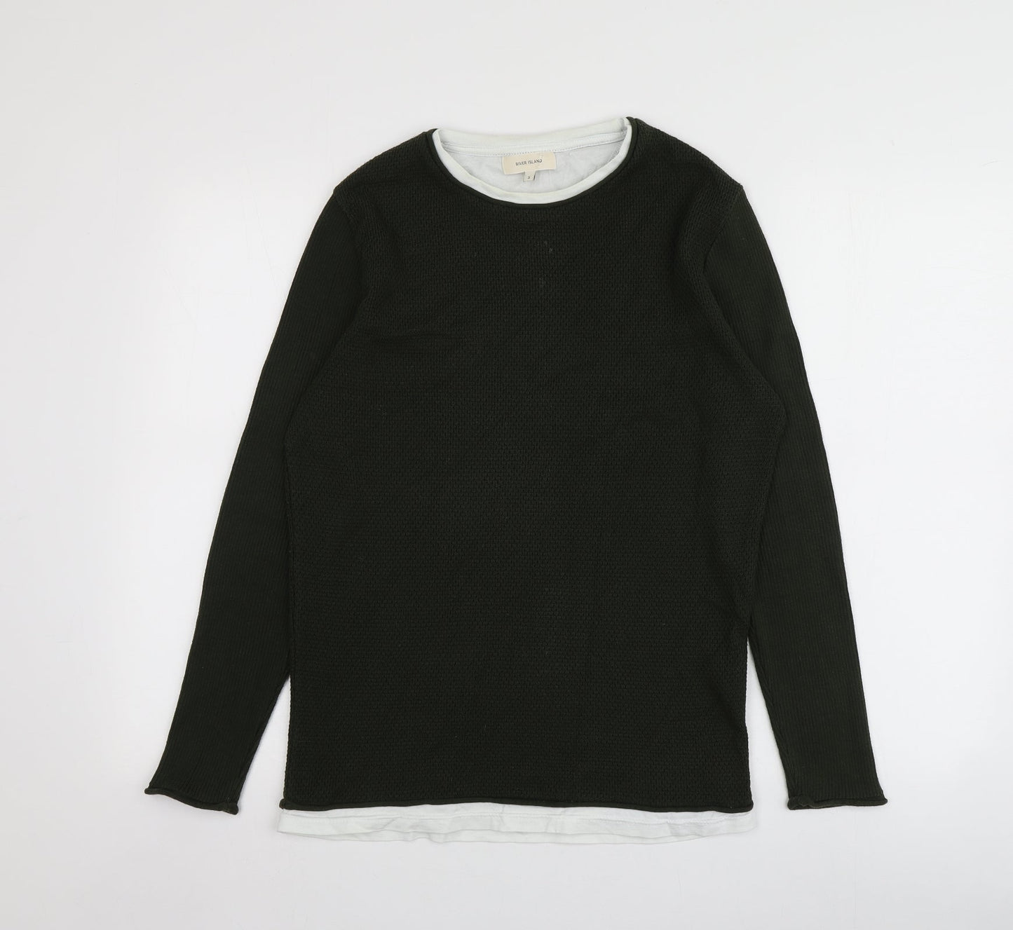 Womens UK Size S River Island Green Basic T-Shirt
