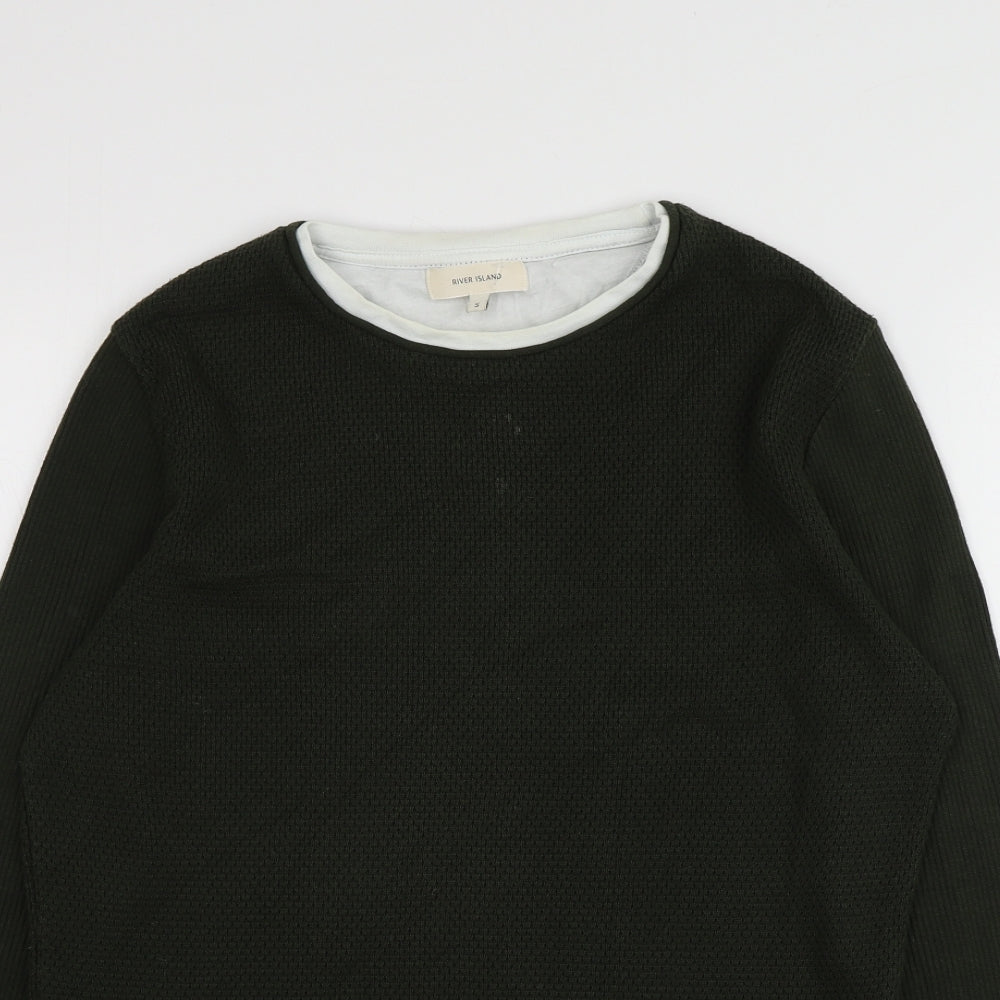 Womens UK Size S River Island Green Basic T-Shirt