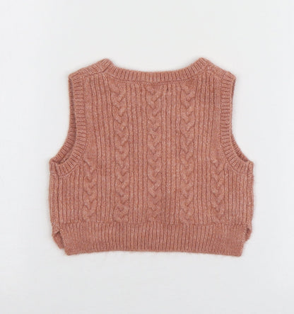 Primark Girls Pink  Polyester Vest Jumper Size 9-12 Months