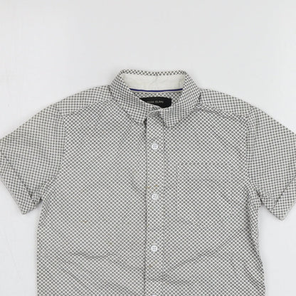 River Island Boys White Polka Dot Cotton Basic Button-Up Size 6 Years Collared