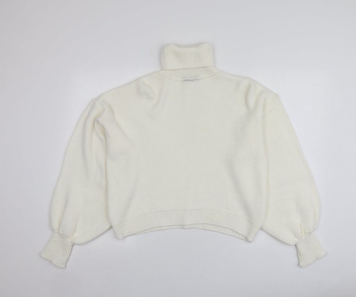 Saw It First Womens Ivory Roll Neck  Acrylic Pullover Jumper Size M