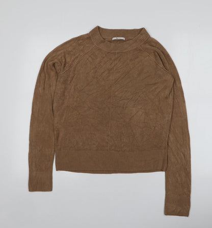 TU Womens Brown Round Neck  Acrylic Pullover Jumper Size 10