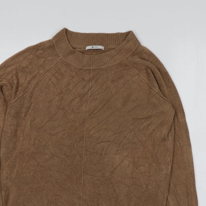 TU Womens Brown Round Neck  Acrylic Pullover Jumper Size 10