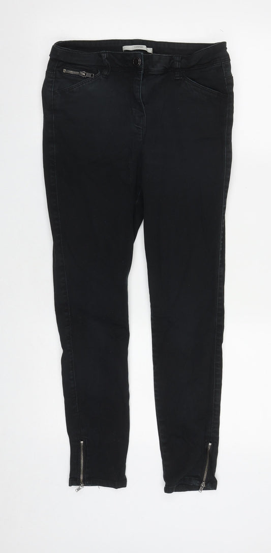 George Womens Black  Cotton Straight Jeans Size 10 L27 in Regular Zip