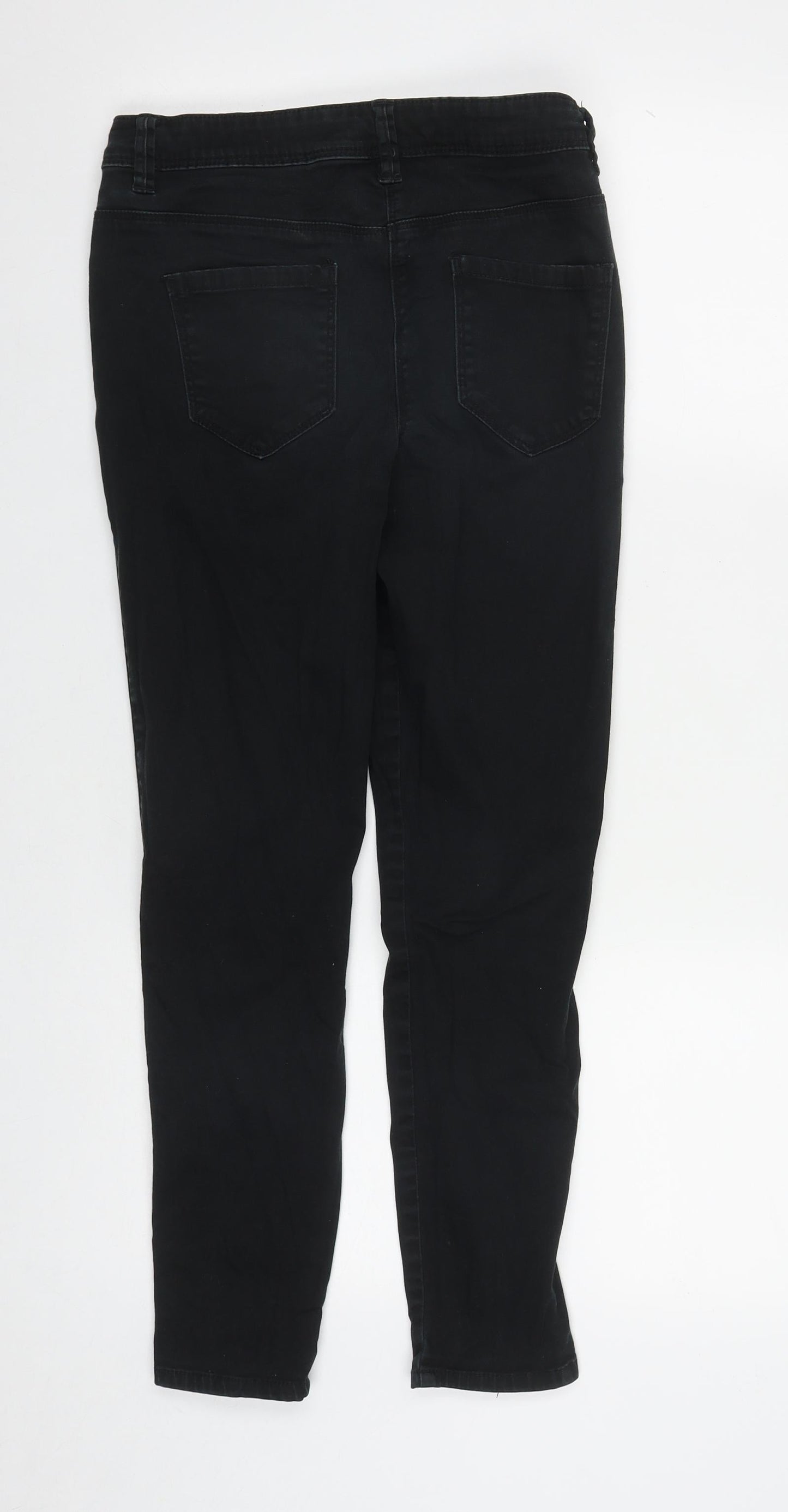 George Womens Black  Cotton Straight Jeans Size 10 L27 in Regular Zip