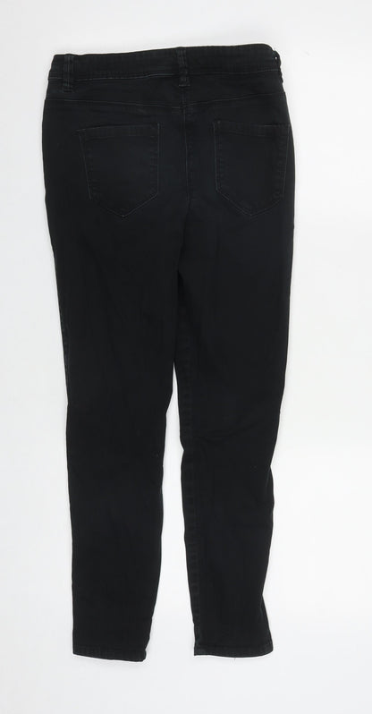 George Womens Black  Cotton Straight Jeans Size 10 L27 in Regular Zip