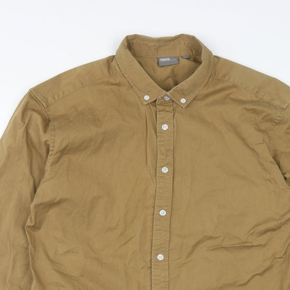 ASOS Mens Brown  Cotton  Button-Up Size L Collared Button