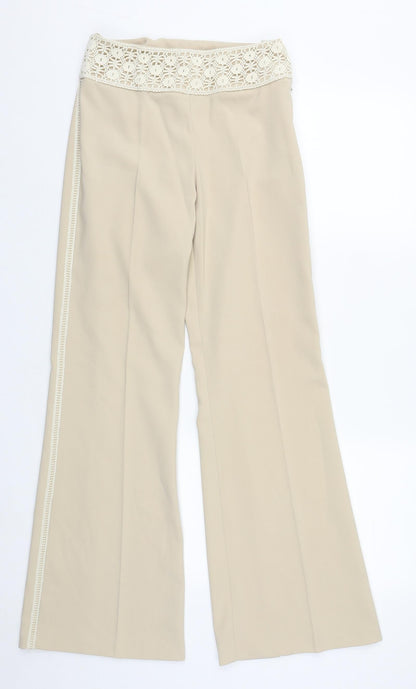 Kit Womens Beige  Polyester Trousers  Size 12 L30 in Regular Zip