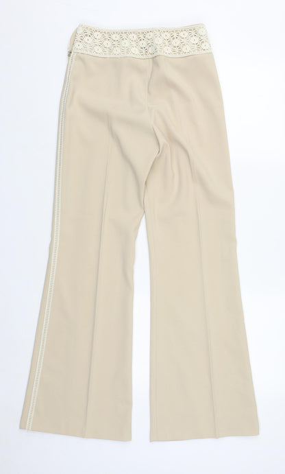 Kit Womens Beige  Polyester Trousers  Size 12 L30 in Regular Zip