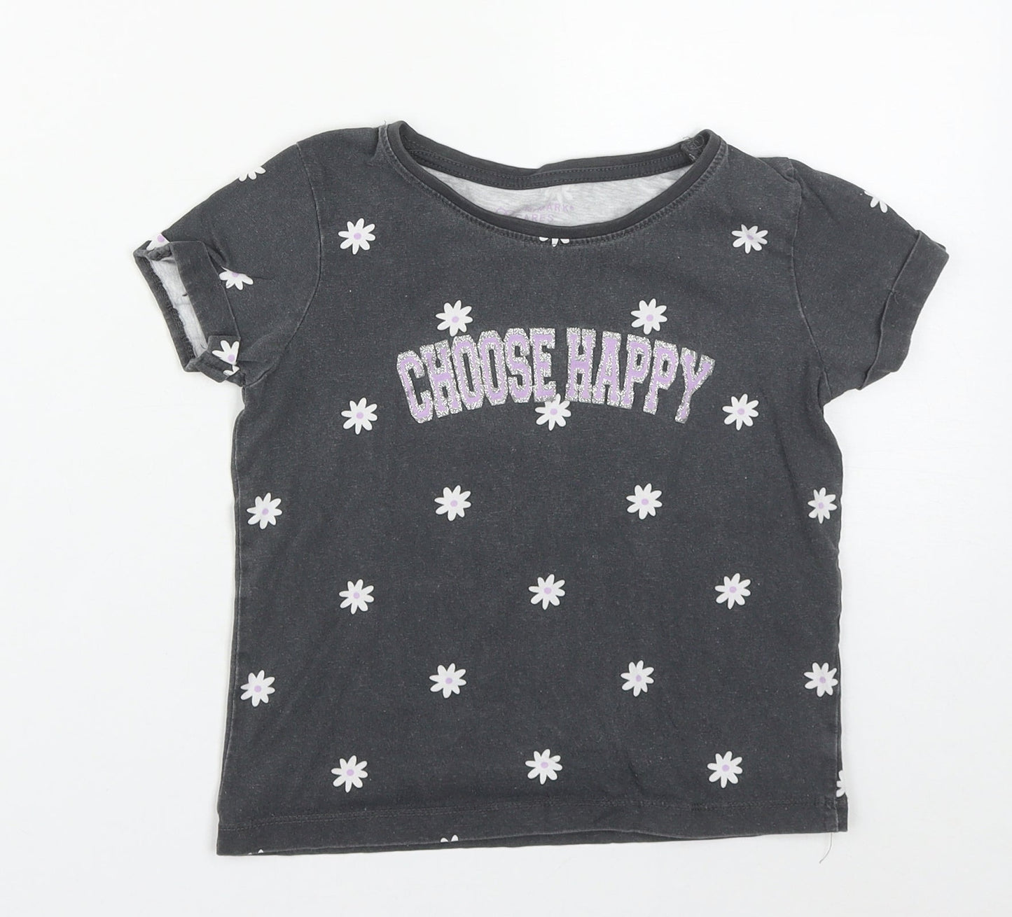 Primark Girls Grey Floral Copper Camisole T-Shirt Size 7-8 Years Round Neck  - Choose Happy