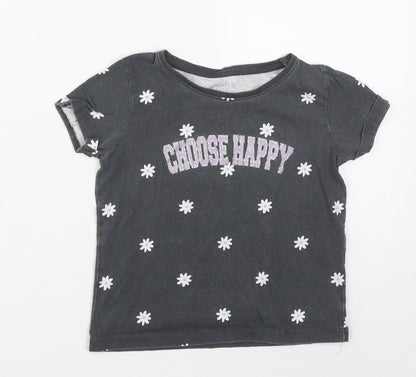 Primark Girls Grey Floral Copper Camisole T-Shirt Size 7-8 Years Round Neck  - Choose Happy
