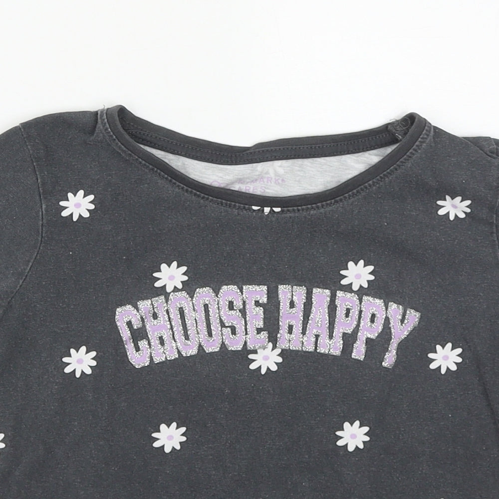 Primark Girls Grey Floral Copper Camisole T-Shirt Size 7-8 Years Round Neck  - Choose Happy