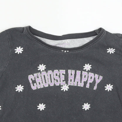 Primark Girls Grey Floral Copper Camisole T-Shirt Size 7-8 Years Round Neck  - Choose Happy