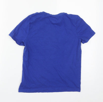 F&F Boys Blue  Cotton Basic T-Shirt Size 9-10 Years Round Neck  - Motorbike print