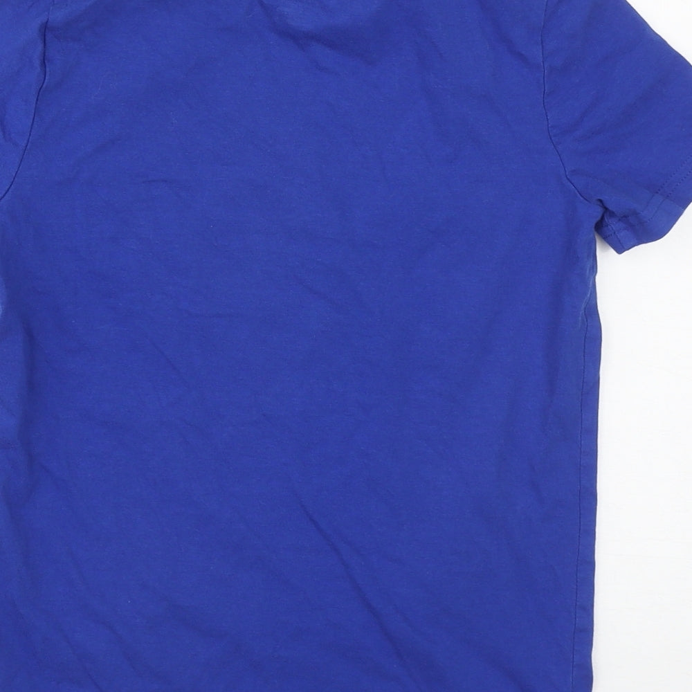 F&F Boys Blue  Cotton Basic T-Shirt Size 9-10 Years Round Neck  - Motorbike print