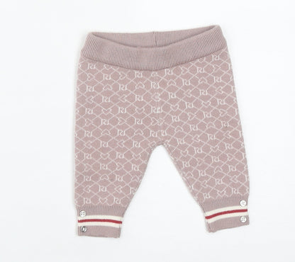 River Island Baby Brown Geometric Polyester Track Pants Trousers Size 0-3 Months