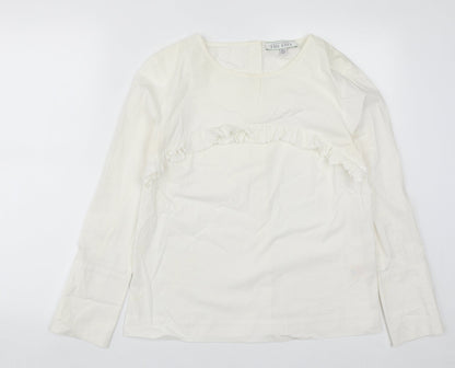 Carolyn Donnelly Womens White  Cotton Basic Blouse Size 12 Round Neck