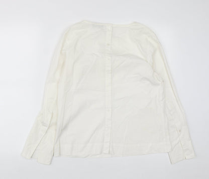 Carolyn Donnelly Womens White  Cotton Basic Blouse Size 12 Round Neck